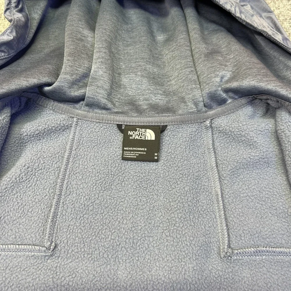 The North Face Jacket Mens Medium Blue Hooded Fleece Full Zip Thermal Hiking